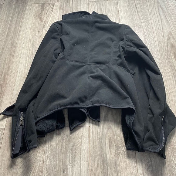 Lululemon Presence Of Mind‎ Jacket Fleece Wrap Cardi Zip Sleeve Black - Picture 3 of 6